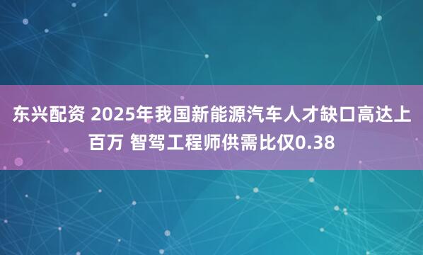 东兴配资 2025年我国新能源汽车人才缺口高达上百万 智驾工程师供需比仅0.38